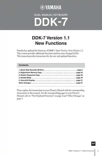 yamaha雅马哈DDK-7 Version 1.1 New Functions